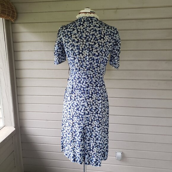 Vintage 30s Day Dress Women's Small Blue - Picture 2 of 12